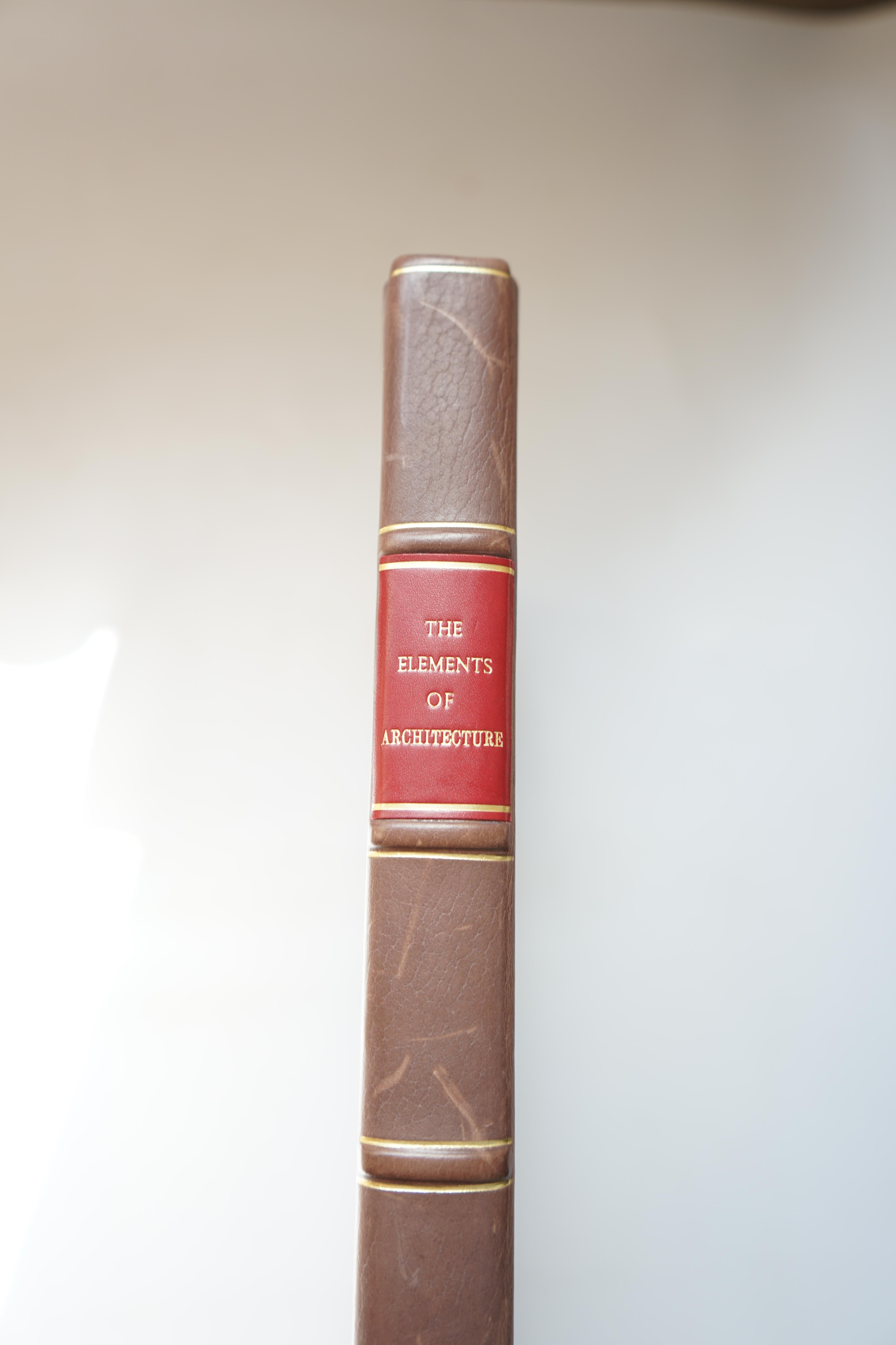 Freart de Chambray, Roland - A Parallel of the Ancient Architecture with the Modern, translated by John Evelyn, with the edition of the Elements of Architecture collected by Sir Henry Wotton, folio, rebound quarter moroc